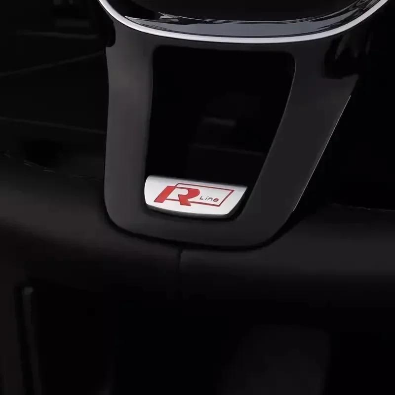 HIJK1 Emblems Volkswagen R Emblem Zinc Alloy Car Steering Wheel Trim Buckle For VW Golf Polo GTI Tiguan CC Passat Variant Jetta Santan