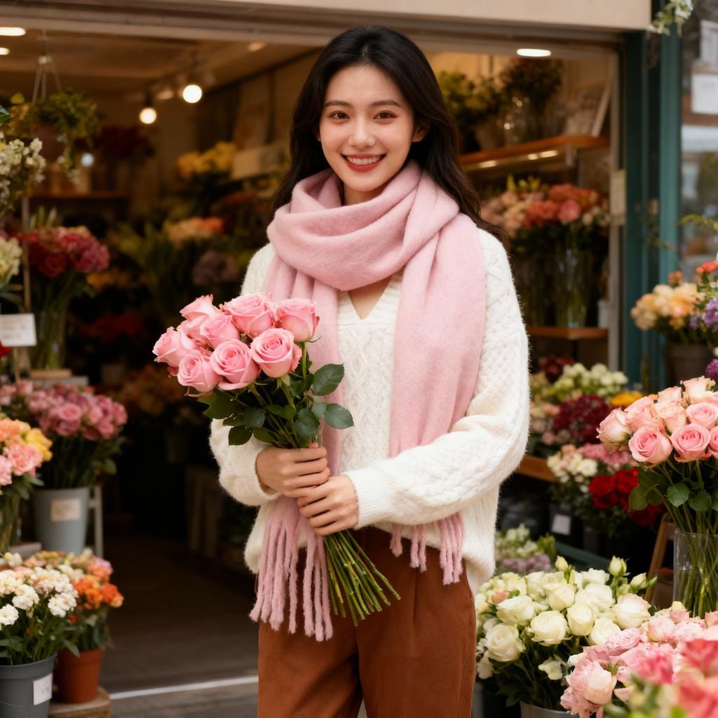 New mohair scarf women's autumn and winter high-end sense versatile Maillard imitation cashmere warm shawl