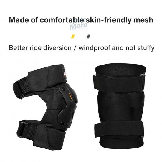 1 Pair Motorcycle Knee Shin Guard Pads Black Adjustable Knee Cap Pads Protector Armor for Motocross Racing Mountain Biking