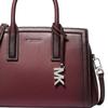 MICHAEL KORS Laila brand logo charm silver hardware polished cow split leather handbag small women's brown red