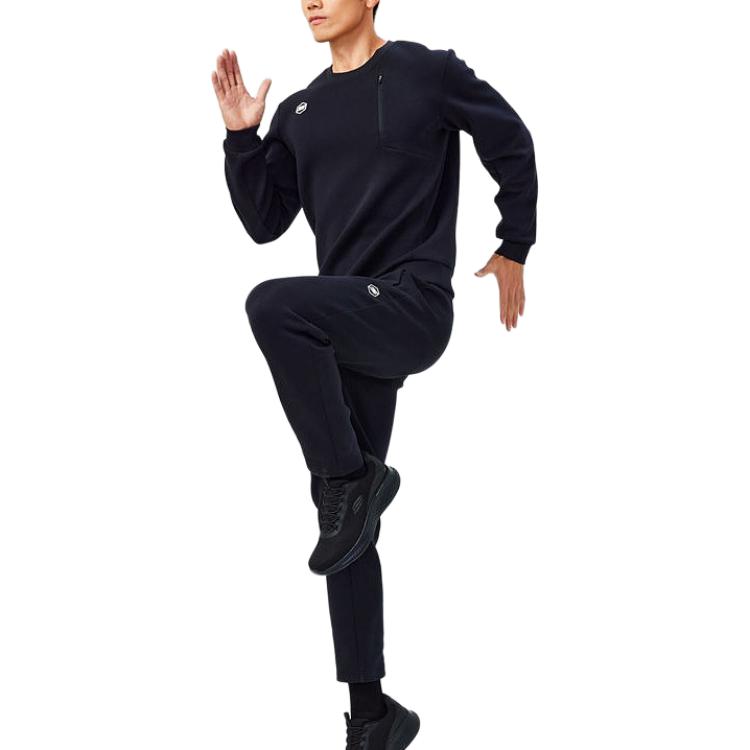 Skechers Goknit Свитшот с круглым вырезом, вязаный пуловер, мужской свитшот, цвет Угольно-черный P424M008-0018
