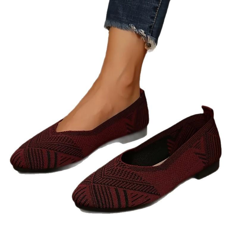 Большого размера полосатые мягкие Doudou туфли для женщин 2025 весна-лето новые дышащие тканые балетки для детских бабушкиных туфель
