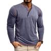 Мужская футболка-henley с длинным рукавом, повседневный топ
