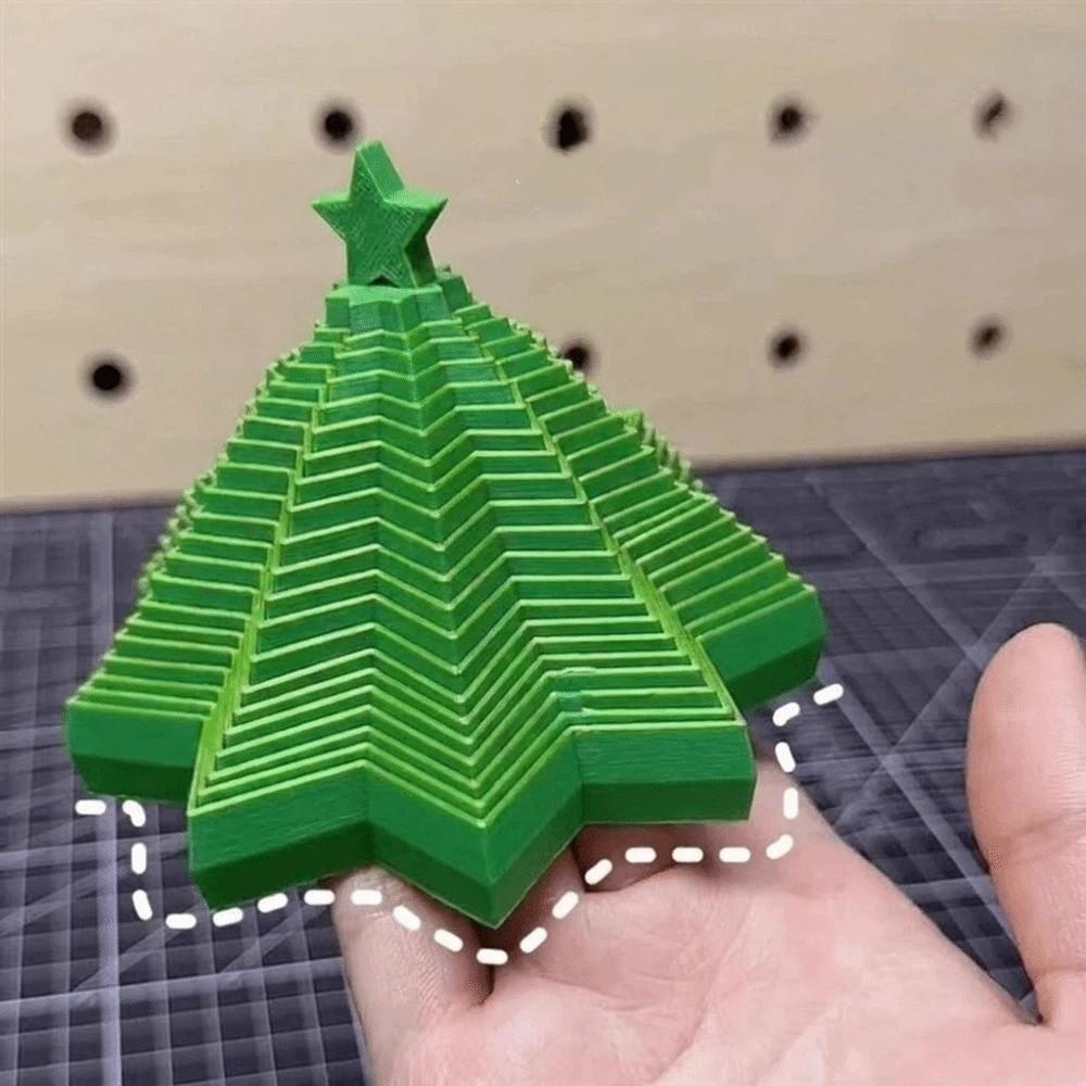 Stretching Christmas Tree Spiral Toy 3D Printed Visual Illusion Hexagon Desktop