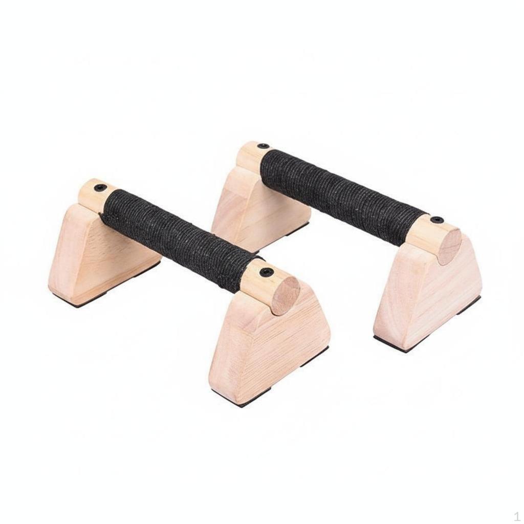 2 Pieces Wood Parallettes Stable Design Wooden Handles Ergonomic Grip Pressup