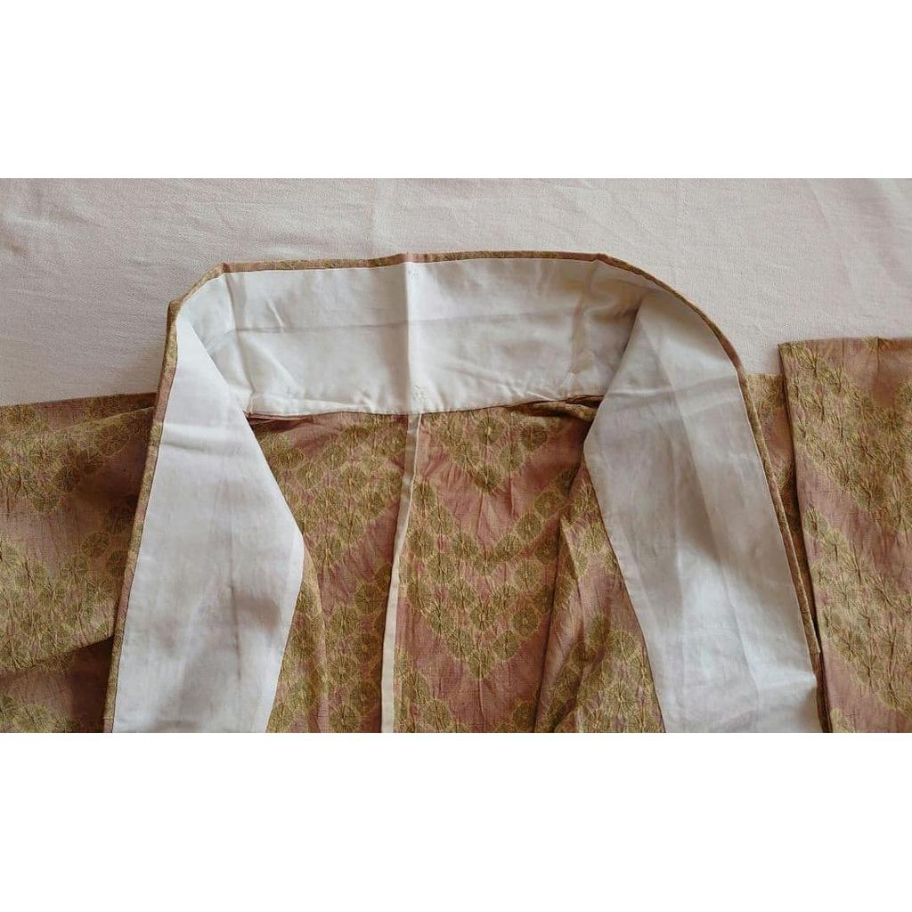 Used Arimatsu Narumi Hand-made Spider Shibori Single Tsumugi Pure Silk Fine Pattern 163cm Generous Size