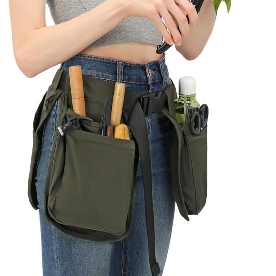 Поясная сумка для сада с застежкой-молнией и регулируемым ремнем Портативная сумка для инструментов с несколькими карманами Для активного отдыха Поясная сумка для кемпинга и рыбалки