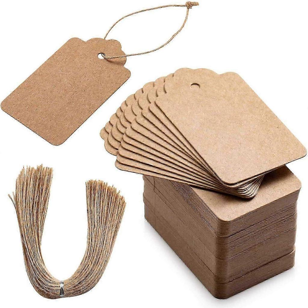 100pcs Kraft Paper Gift Tags with String, Blank Gift Bags Tags Price Tags(Brown)