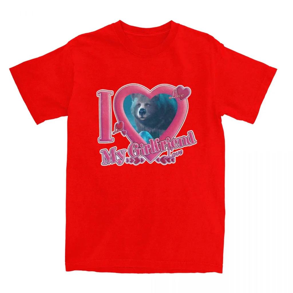 Men's I LOVE MY GIRLFRIEND HALSIN BEAR T Shirt Baldur's Gate Pure Cotton Clothing Short Sleeve Crewneck Tee Shirt Gift T-Shirts