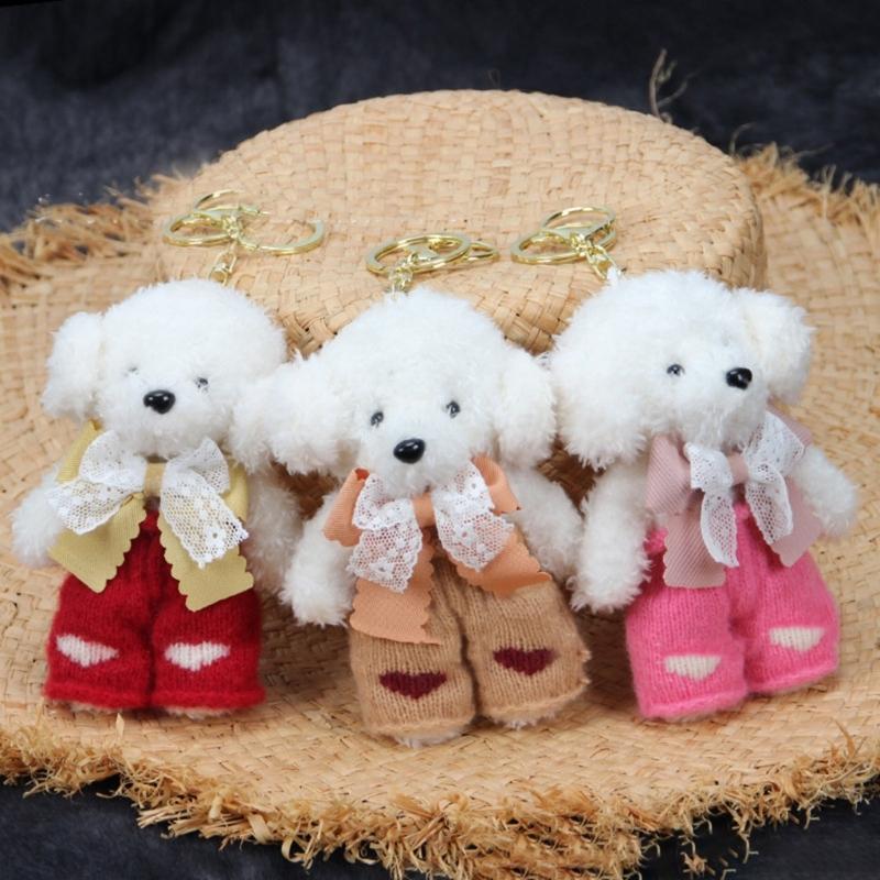 Милый брелок для собаки в вязаных штанишках и с бантиком, стильный брелок-подвеска для женщин, девочек, подарок, аксессуары