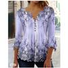 Женские модные повседневные летние весенние блузки и рубашки с цветочным узором и рукавами 3/4 с v-образным вырезом