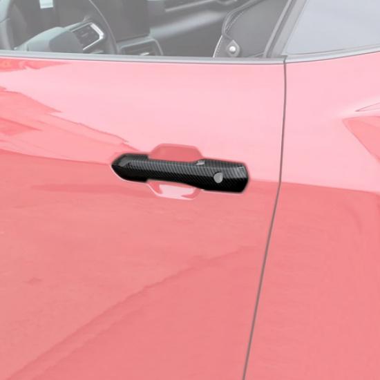 Fit For Ford Mustang 2024+ Carbon Fiber Exterior Door Handle Decor Cover Trim 2P