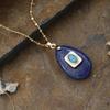 Exquisite natural stone water drop copper splicing turquoise pendant, fine handmade chain necklace, niche stacking and wearing Ins jewelry
