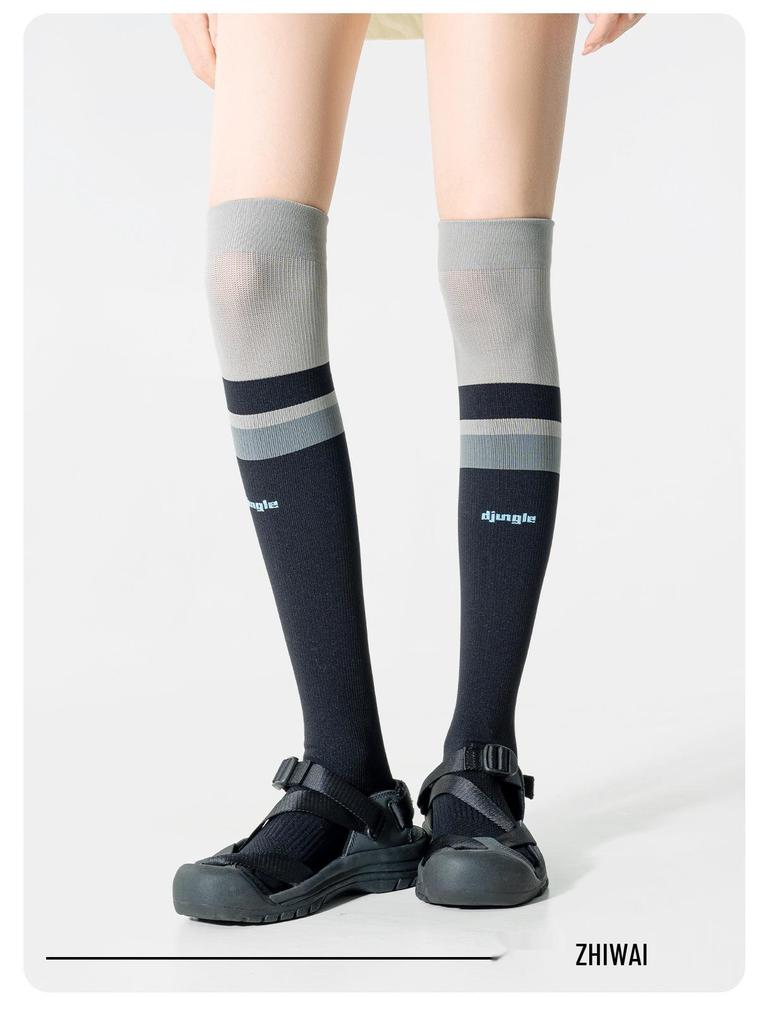 Женские компрессионные спортивные носки выше колена для велоспорта, пешего туризма, бега, альпинизма, фитнеса и поддержки середины икры.