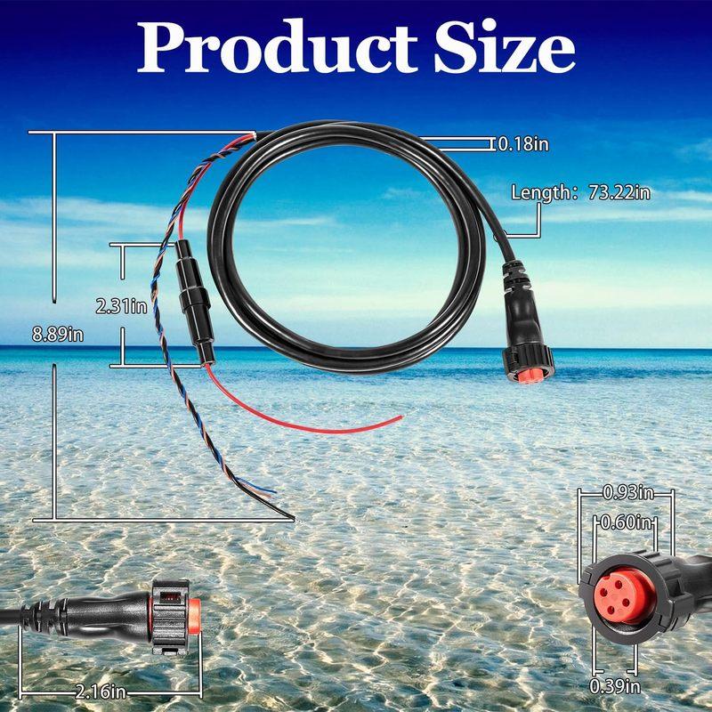 TM 010-12445-00 Power/Data Cable Threaded 4-Pin Replacement for Garmin Transducers echoMAP Chirp/Plus/UHD, GPSMAP & for Panoptix
