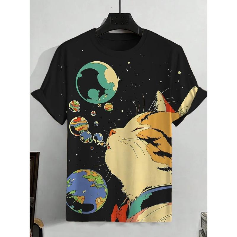 Men's Funny Animal Printed T Shirt Short Sleeved Tees Tops 3D Print Crew Neck Shirts Summer Casual Men's Clothing Apparel