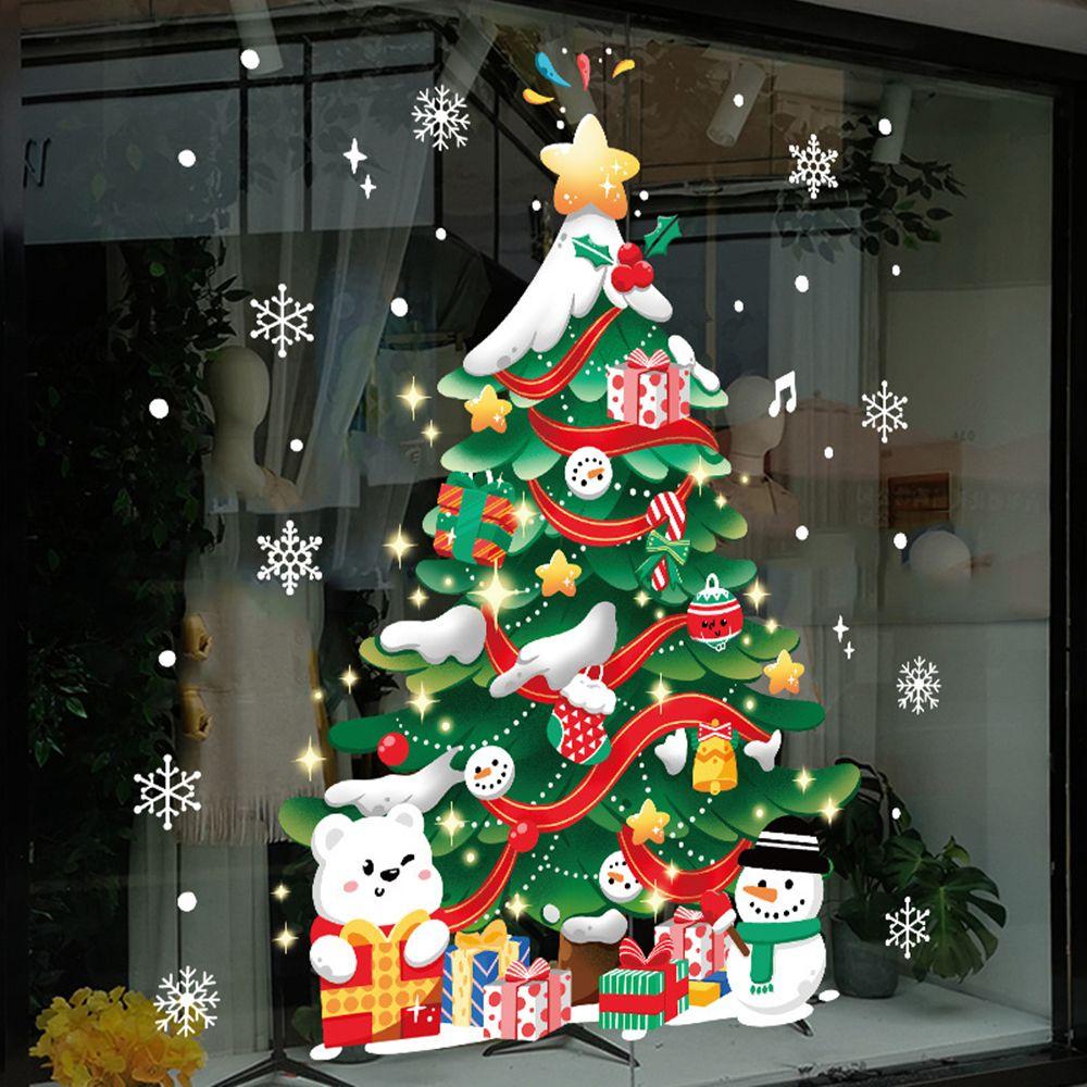 Self-adhesive Christmas Tree Door PVC Christmas Stickers Wall Decals Window Decals Wall Stickers
