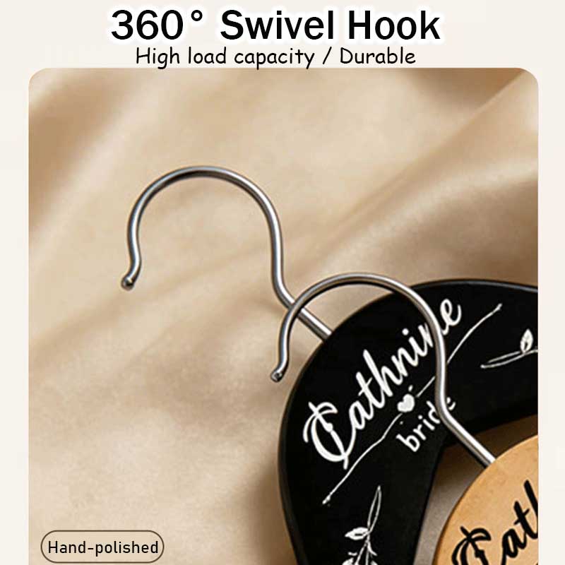 1PCS Personalized Wedding Wooden Hangers,Retro Bride Groom Hanger for Wedding Gift,Custom Engraved Name Logo Bridal Dress Hanger