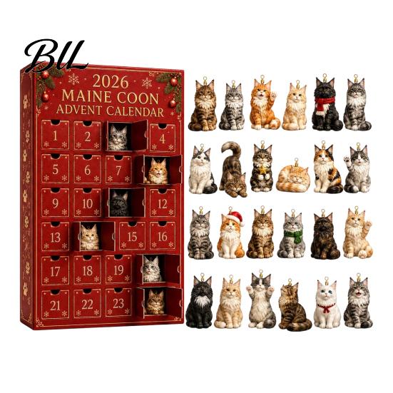 Cute Puppy Decorations Pet Themed Advent Calendar 2026, 24 Days Christmas Countdown with 2026 Pcs Mini 3D Cat Dog Ornaments, Holiday Gifts for