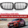 Glossy Black Front Bumper Kidney Grille Grill Hood Mesh Double Line For BMW X3 X4 F25 F26 2014-2017 Front Grille Racing Grills