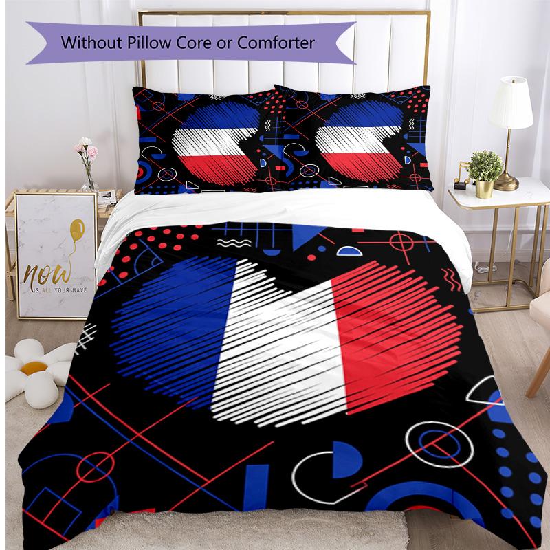 France Football Printed Bedding 3 Piece Set Cozy Breathable Bed Cover Set as Housewarming Holiday Gift