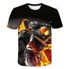 Evil Knight Skull Printed Short Sleeved T-shirt with Flame Pattern Skull Personalized Clothes for Men