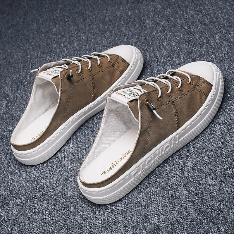 Летняя мужская обувь из парусины, повседневные мужские тапочки, дешевая обувь в корейском стиле, мужские тапочки для взрослых, высокое качество, модные шлепанцы, распродажа 2024 года