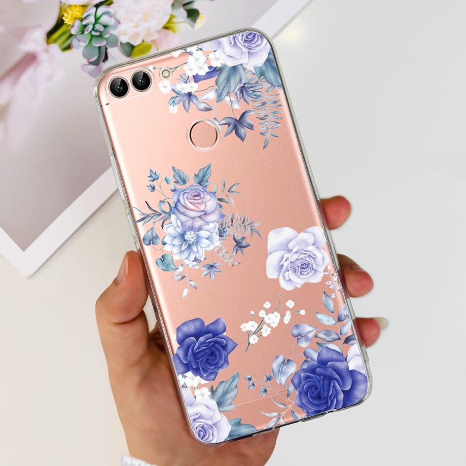 For Huawei P Smart Case FIG-LX1 FIG-LX2 FIG-LX3 Back Cover Fashion Flower Marble Clear Silicone Soft Funda For PSmart 2018 Coque