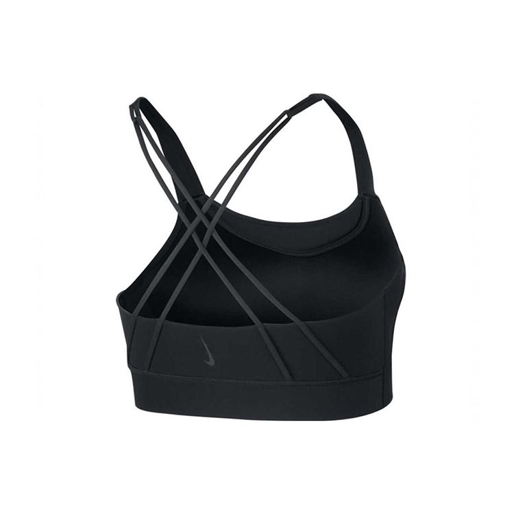 Nike Спортивный бюстгальтер Swoosh Luxe Solid со средней поддержкой, женский спортивный бюстгальтер, черный цвет CJ0545-010