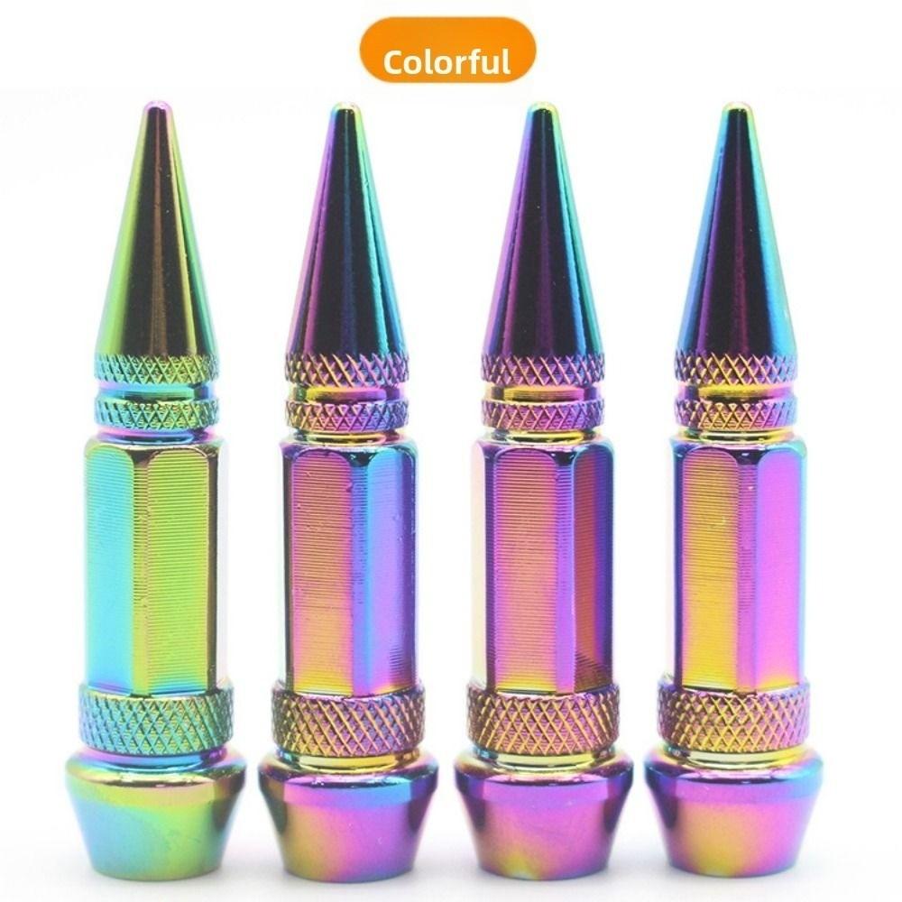 4pcs 60mm Pointed Valve Tips Universal Auto Parts Car Tires Valve Caps Bicycle and Motorcycle