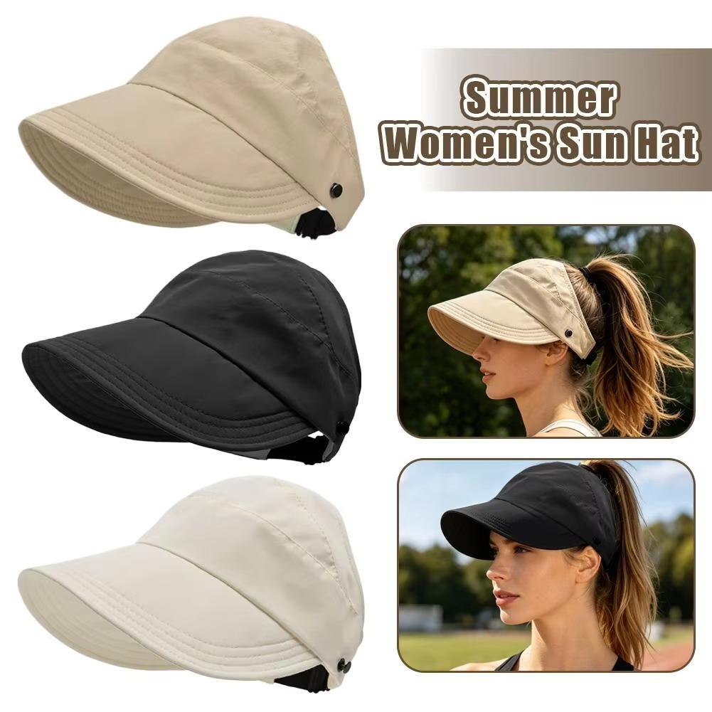 Womens Summer Ponytail Baseball Cap Quick Dry Foldable Visor Uv Protection Beach Hiking Outdoor
