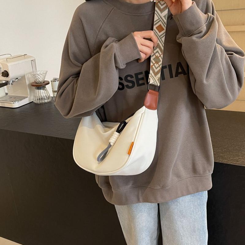 Female Canvas Shoulder Bag Spring Dumpling Trendy Bag Casual Sports Broadband Shoulder Crossbody Bag