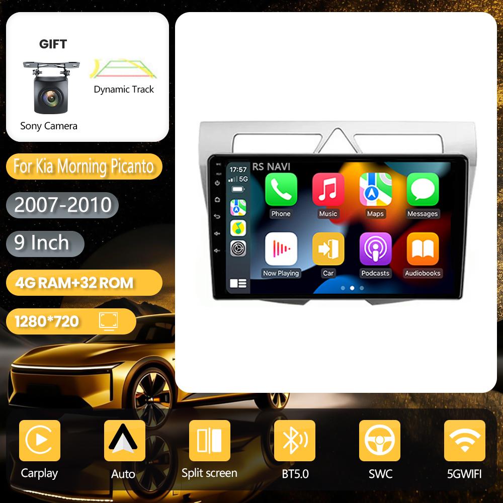 Android 16 Carplay Auto pour Kia Morning Picanto 2007 - 2010 BT vidéo autoradio DAB+ Multimédia Plug and Play Navigation WIFI+4G