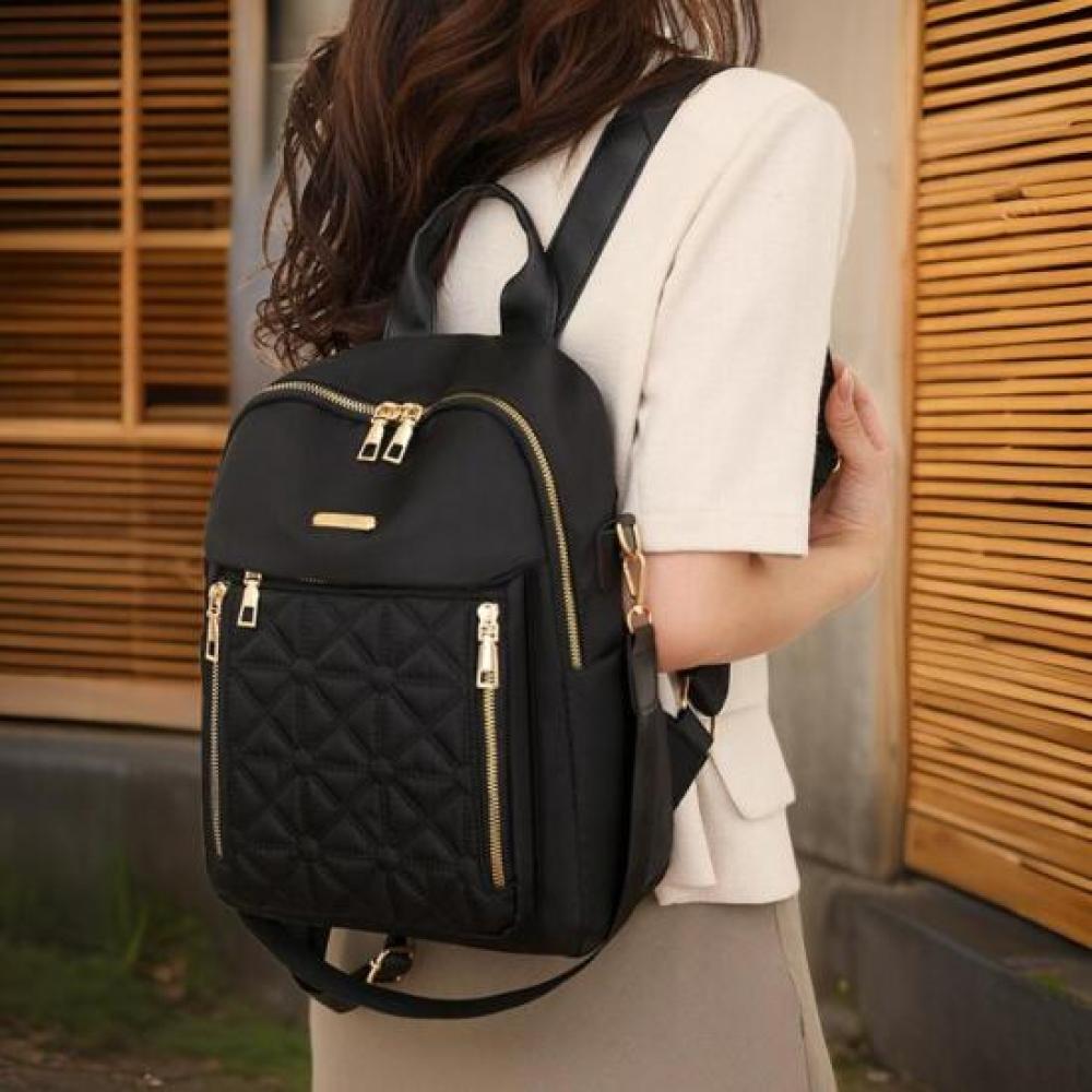 New Arrivals Open Run Women Nylon Pocket Quilting Backpack 2way Zipper