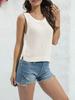 Women's Sleeveless Crochet Knit Tank Top Crew Neck Hollow Out Casual Summer Pullover
