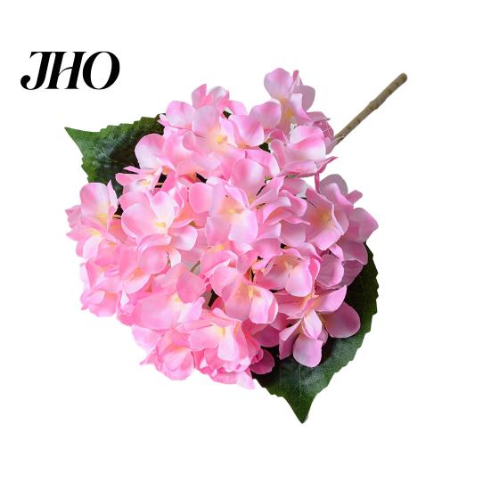 Decorative Fake Flowers Artificial Hydrangea with Green Leaves Stem Realistic Flower Wedding Lifelike Blooms Home Office Table Centerpiece Faux Floral
