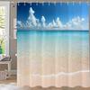Шторка для душа Sunshine Beach, Полиэстер с принтом морских ракушек и морских звезд, Ванная комната, Занавески для домашнего декора