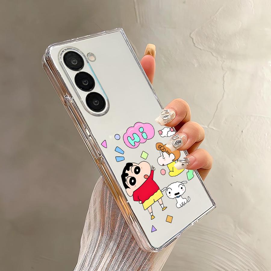 Back Phone Cover Case for Samsung Galaxy ZFold4 Z Fold 7 6 5 4 3 ZFold3 ZFold7 ZFold6 ZFold5 Cool Crayon Shin Chan