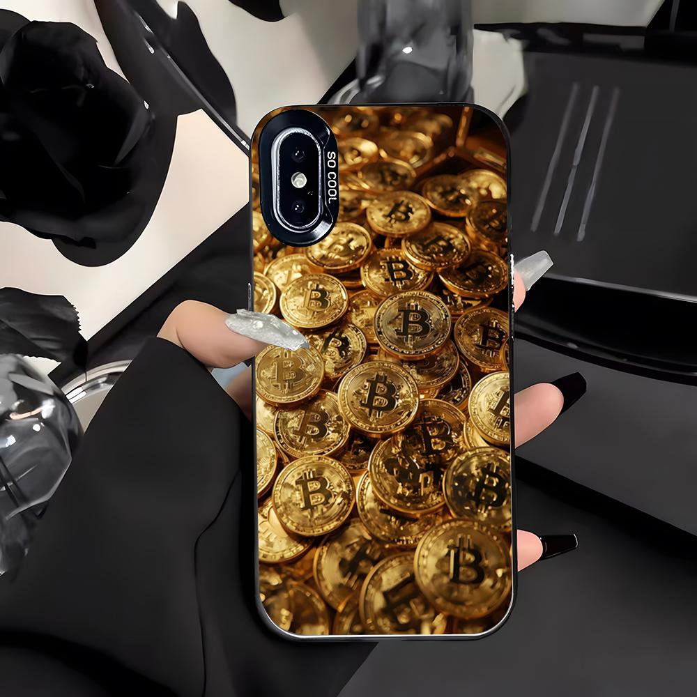 Чехол для телефона Bitcoin для iPhone 17 Air 16 E 15 14 Plus 13 12 11 Pro Max Цветной Серебристый Чехол