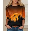 Women's T Shirt Tee Halloween Daily Casual Long Sleeve Orange Spring Fall