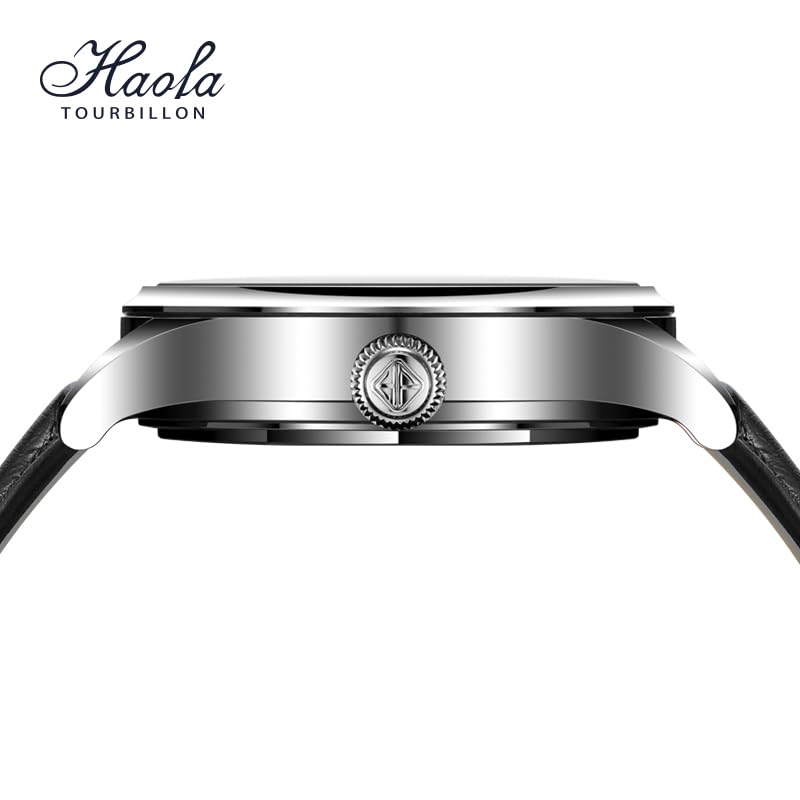 Часы HAOFA Tourbillon Mechanical Day and Night GMT с ремешком из натуральной кожи, стильные водонепроницаемые роскошные часы, популярный подарок для мужчин, мужские