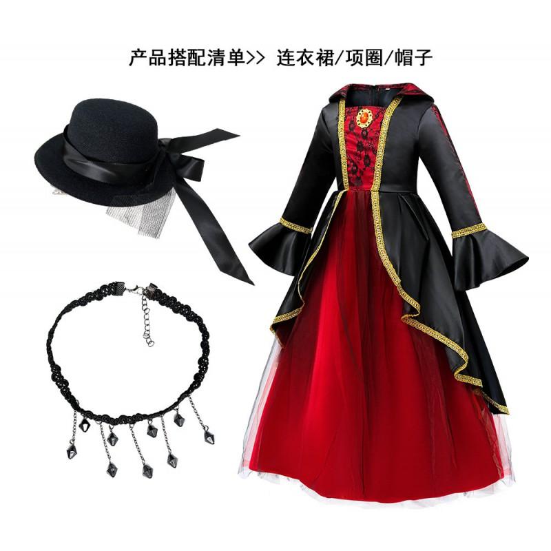 Halloween Vampire Costume Girls Gothic Princess Dress Kids Stage Performance Outfit