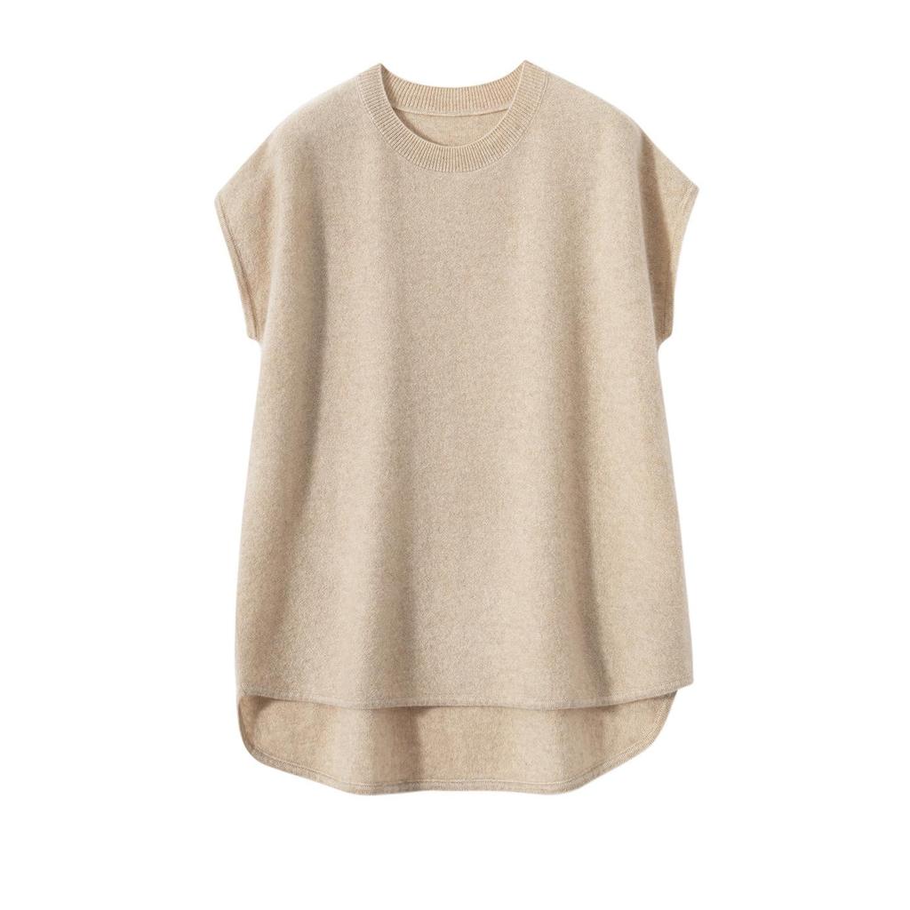 Women's Cashmere Sleeveless Pullover - Round Neck Knit Vest for Autumn Winter Layering