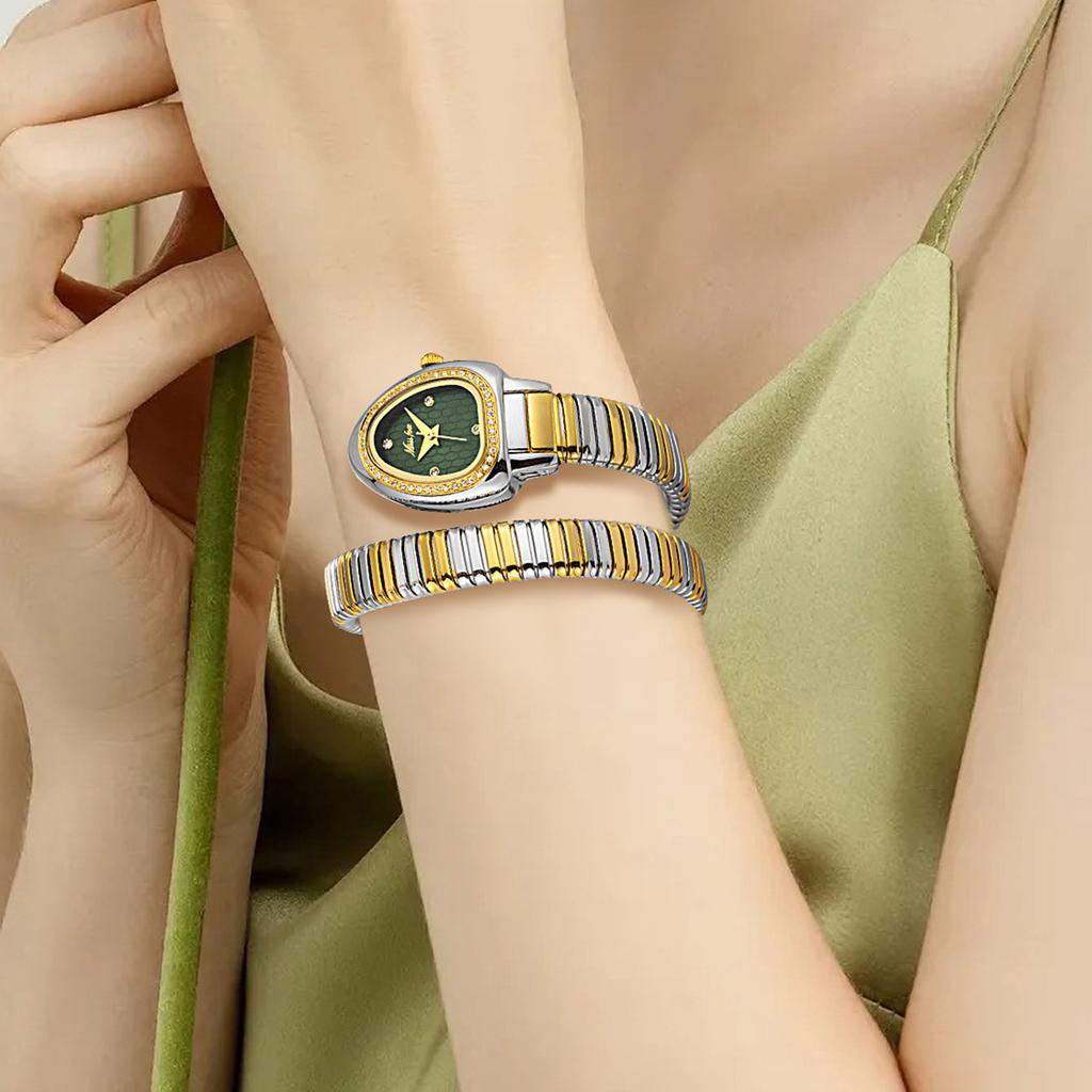 MISSFOX Women's Watches New Quartz Snake Shape Simple Ladies Watch Fashion Unique Strap Waterproof Wristwatches