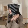 Korean Style Striped Wool Triangle Scarf: College, All-Match, Warm Neck Protector