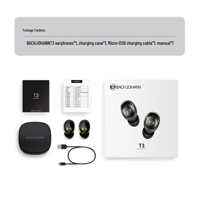 Беспроводные Bluetooth-наушники-вкладыши Bach Johann T3