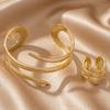 2Pcs/Set Elegant Hollow Snake Armlet Minimalist Geometric Ring Multi-layer Jewelry Set  Parties