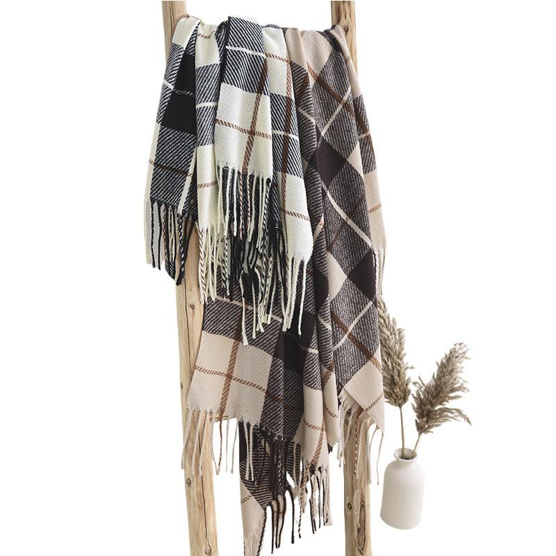 Plaid Scarf Women's Autumn and Winter New Versatile Thickened Shawl High-end Atmosphere Warm Scarf