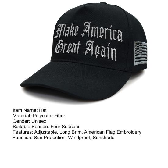 Бейсболка Трампа MAGA Never Surrender с вышитым американским флагом и длинными полями для предвыборной кампании президента 2024 года