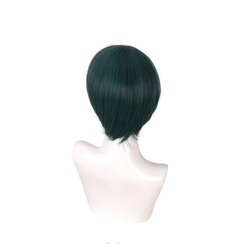 Anime 35cm Maki Zenin Cosplay Wig Anime Jujutsu Kaisen Christmas Dark Green Short Heat Resistant Synthetic Hair Wigs